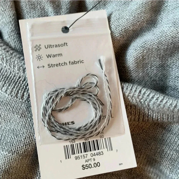 NWT Apt 9 Seriously Soft Merino Wool Blend Sweater Mens XL Gray Colorblock - Picture 5 of 7